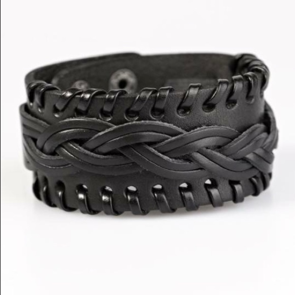 Mens paparazzi leather bracelets set of 3 adjustable